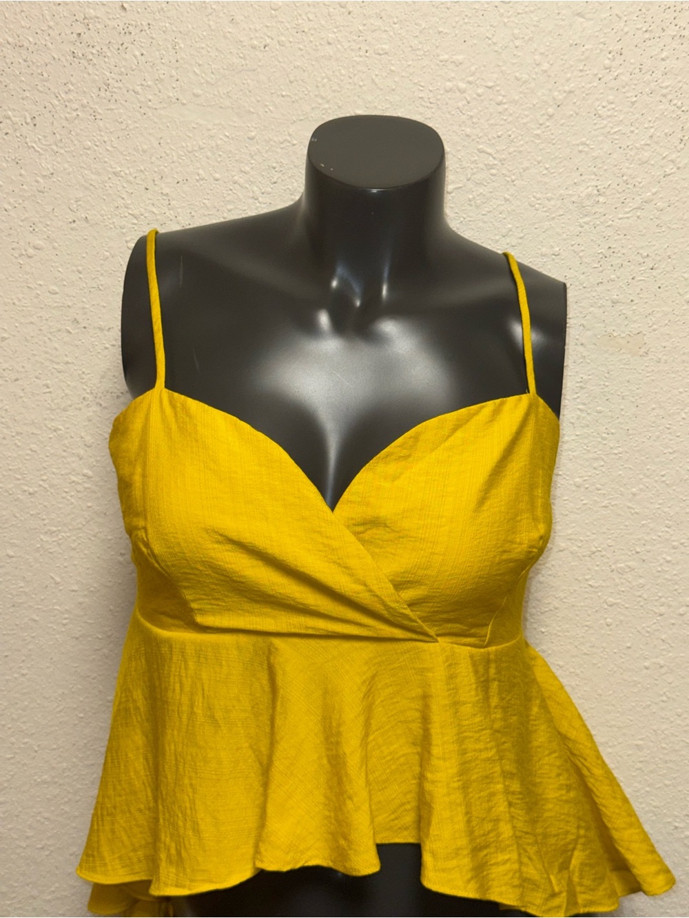 Line & Dot Sunny Yellow Strapless-Style Peplum Top